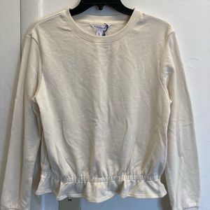 white/cream sweatshirt material long sleeve